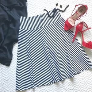 Zara Black and White Striped Midi Skirt